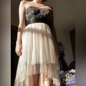 B. Darlin black and white beaded top High Low dress